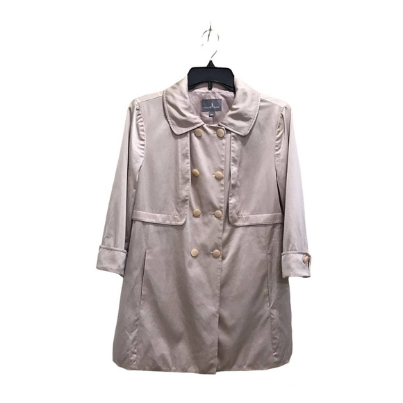 Olivia Hassler Women's Jacket Sz 95 US 6 Tan Faux Double Breasted Button Front - Picture 1 of 14